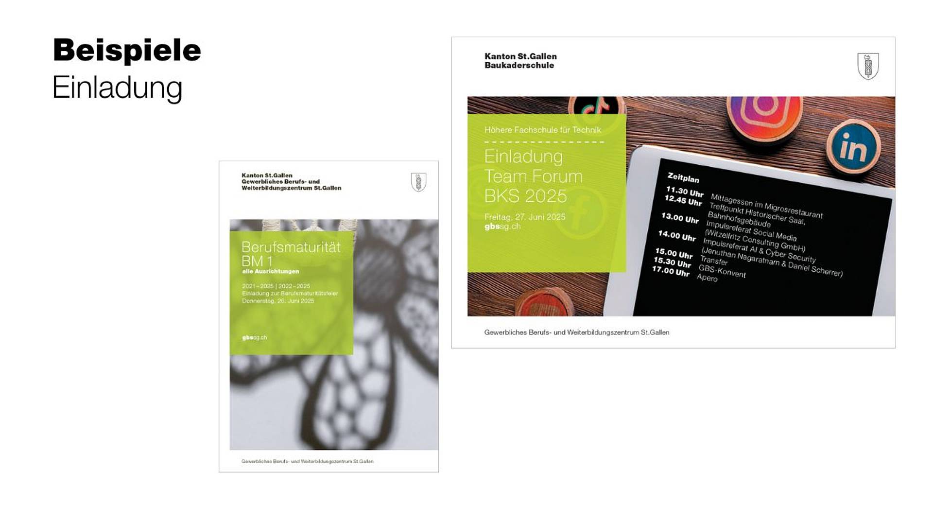 Beispiel von zwei Einladungskarten