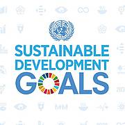 Schriftzug in türkis "Sustainable Development Goals"