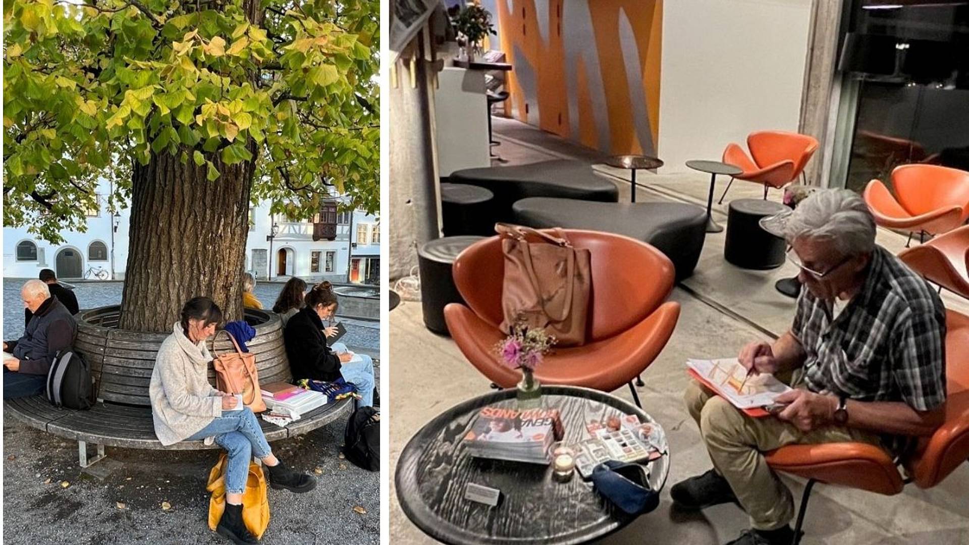 Gruppe von Menschen am Skizzieren