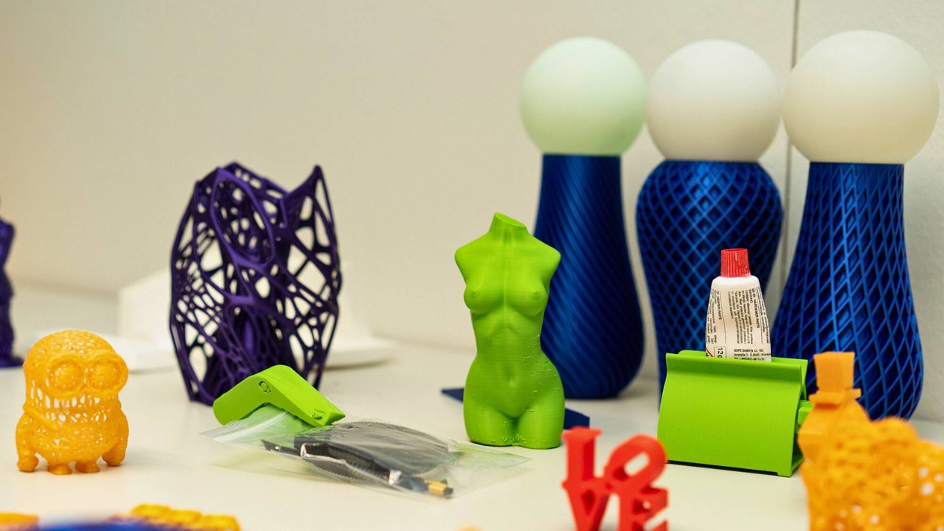 Verschiedene Objekte aus dem 3D-Drucker