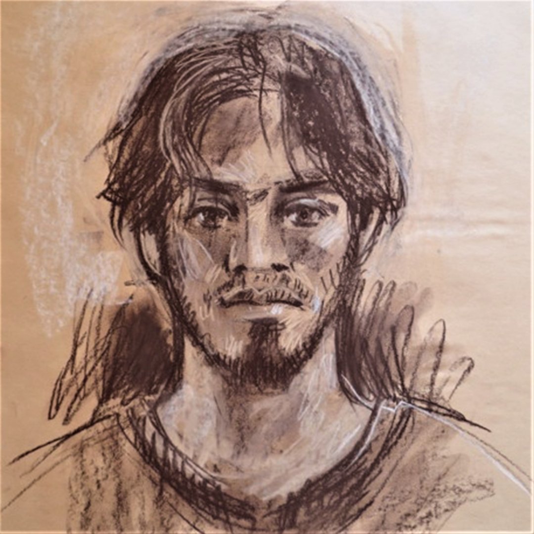 Portrait Kohle auf beigem Papier